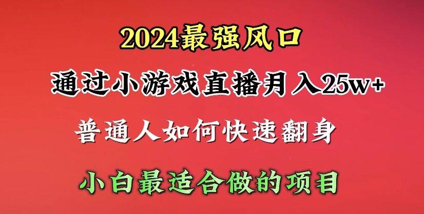 2024年最强风口,通过小游戏直播月入25w+单日收益5000+小白最适合做的项目网赚项目-副业赚钱-互联网创业-资源整合小白项目资源网